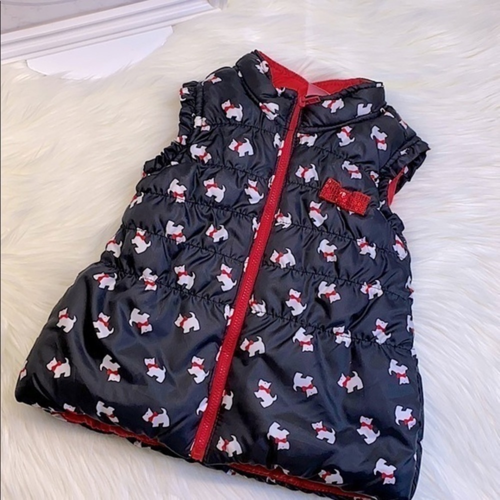 Girls Puffer Vest | Scottie Dogs | Red Sequins EUC